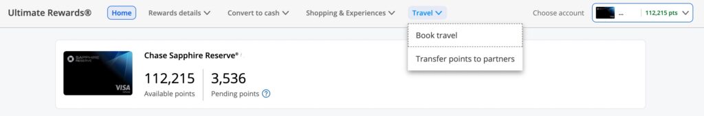 Chase Travel book travel option
