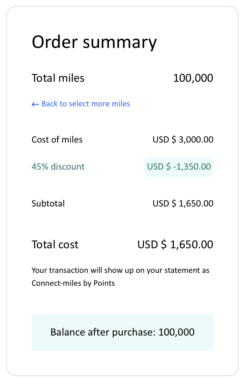 Copa Airlines buy miles receipt.