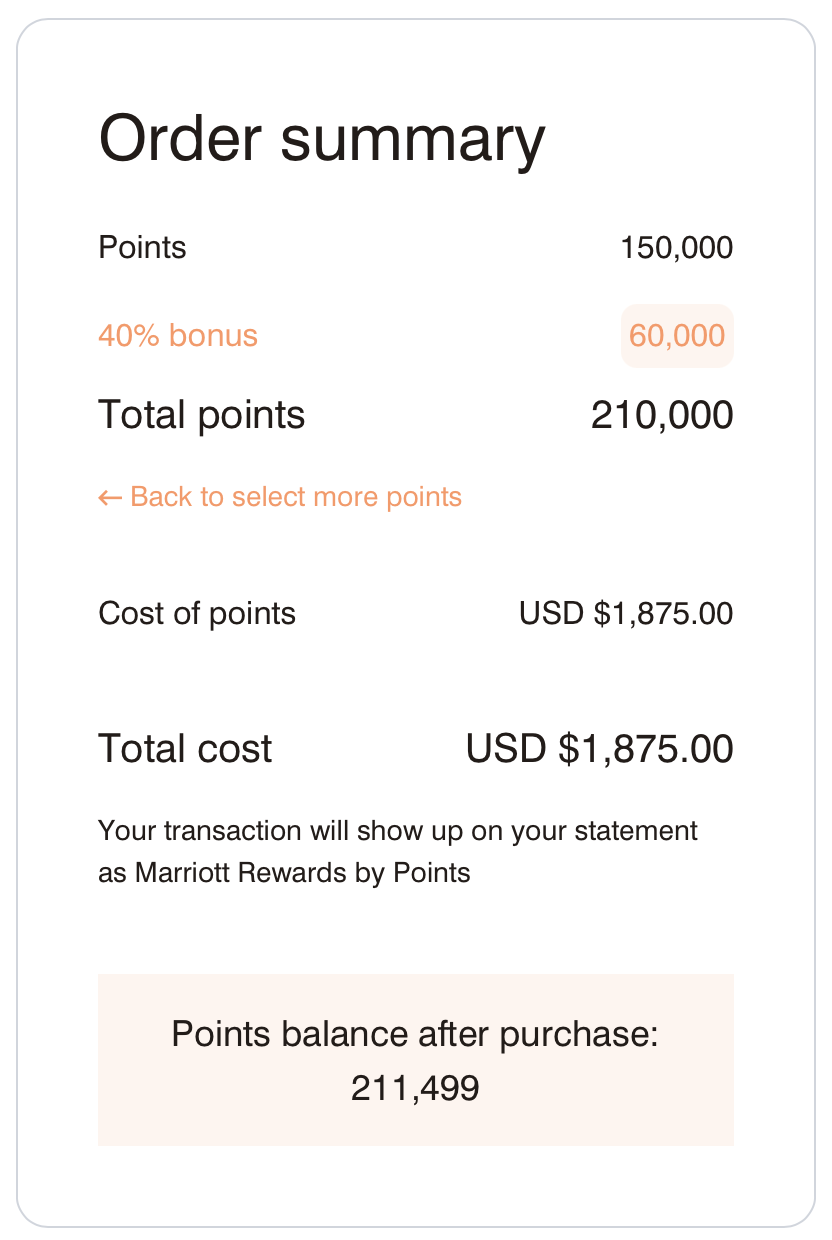 Marriott buy points receipt