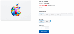Citi gift cards on sale (Apple)
