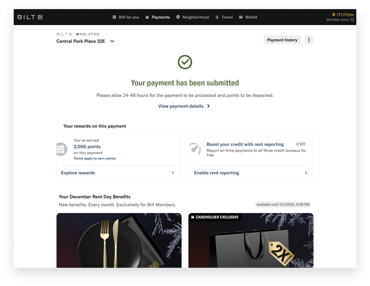 Payment confirmation