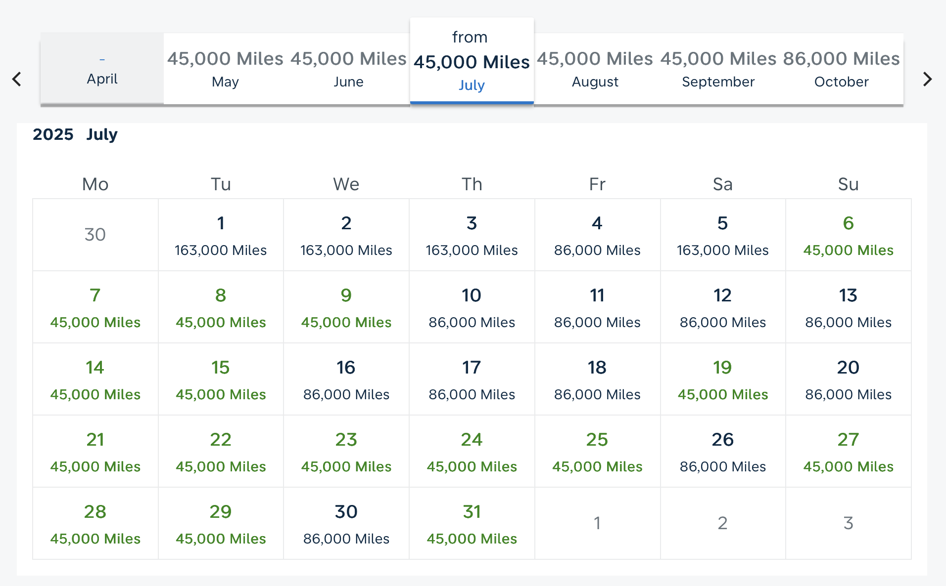 Flying Blue Promo Reward calendar.