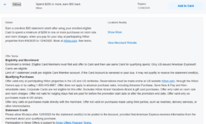 Amex Offer details for Hilton