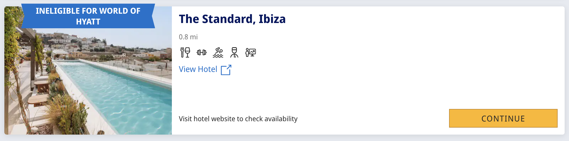 The Standard hotel listing ineligible for World of Hyatt