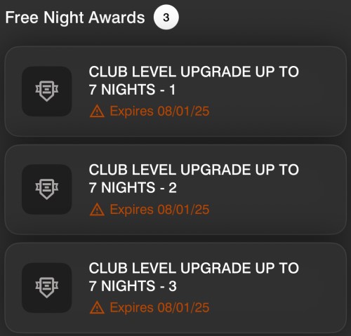 A screen shot shows free upgrade certificates from Marriott.