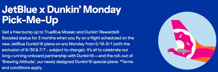 JetBlue and Dunkin Free Elite Status Promotion