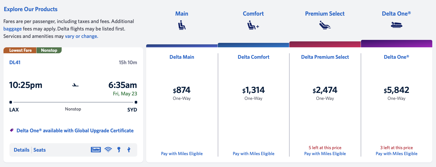 Delta One upgrade availability