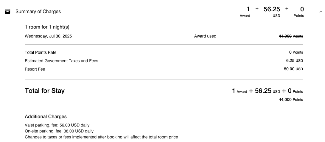 Marriott Swan nightly rate