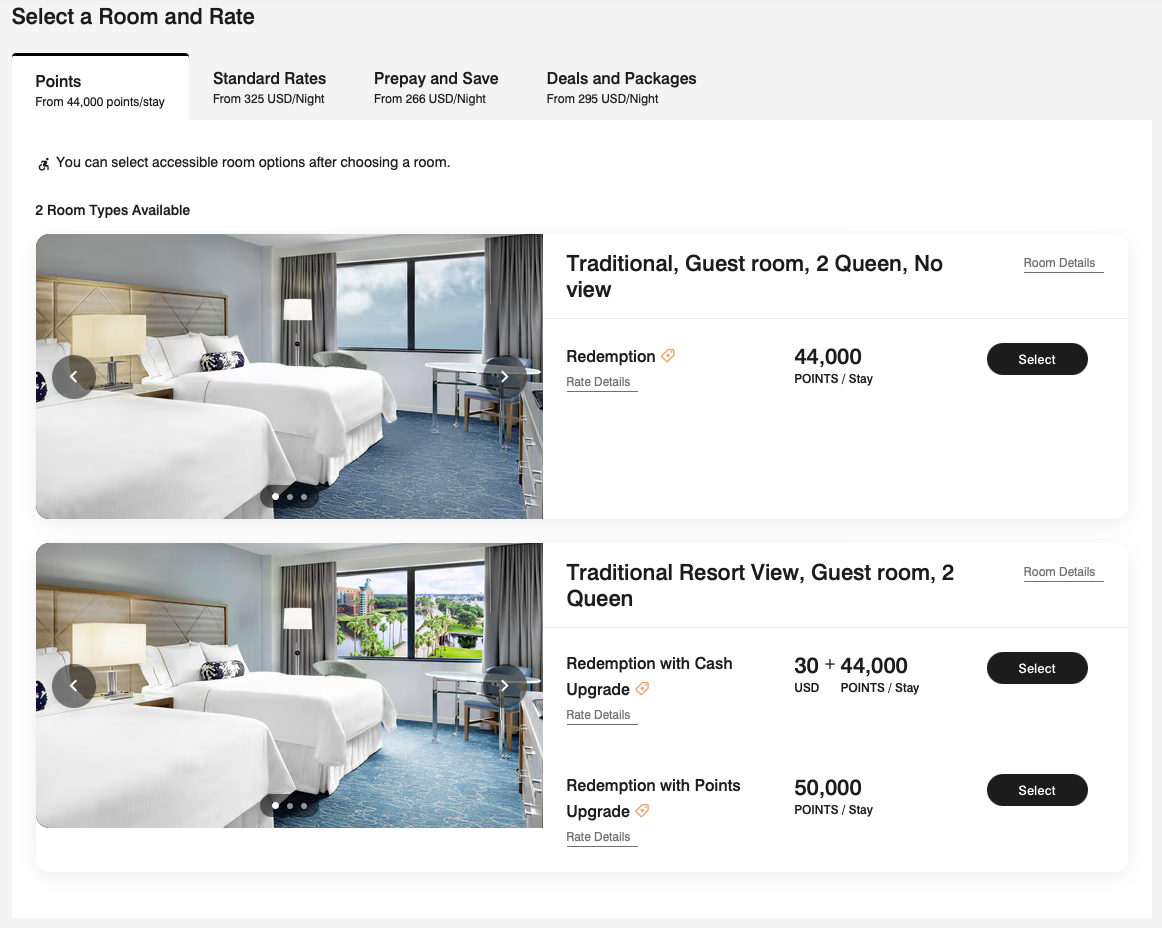 Marriott hotel award pricing