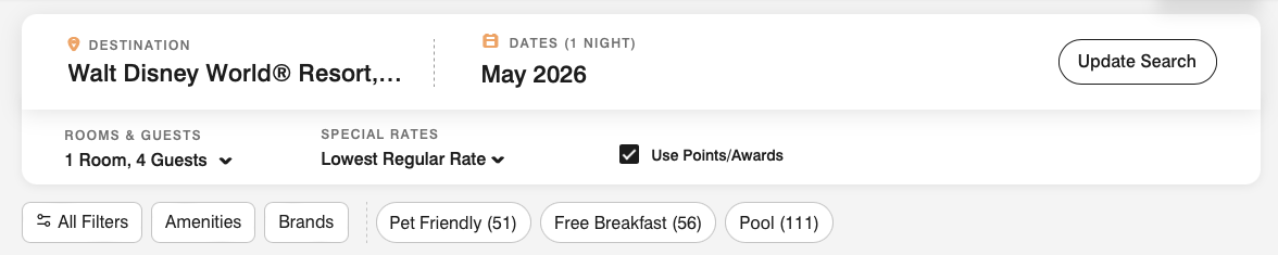 Marriott search bar