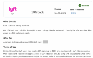 10% back on Lyft
