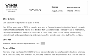 $25 back at Caesars