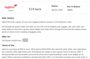 Lugless Cash Back