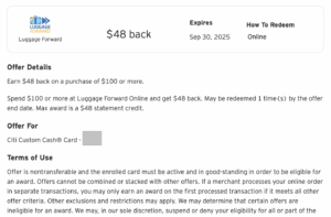 Luggage Forward Cash Back