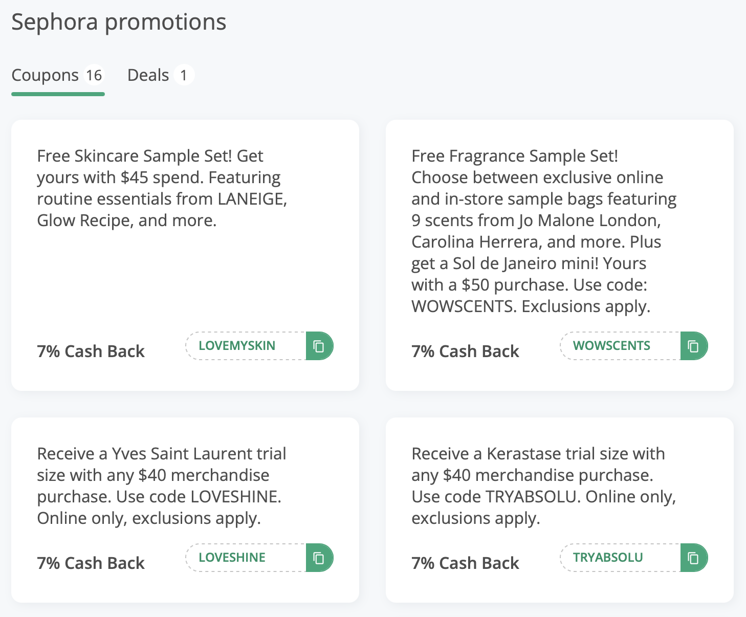Coupon Codes from Sephora valid through TopCashBack