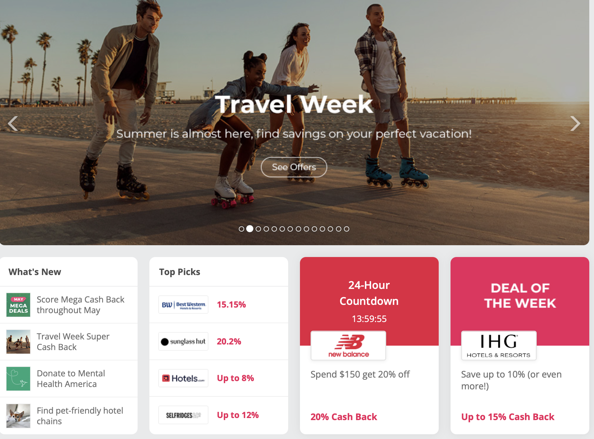 Homepage showing how TopCashBack works