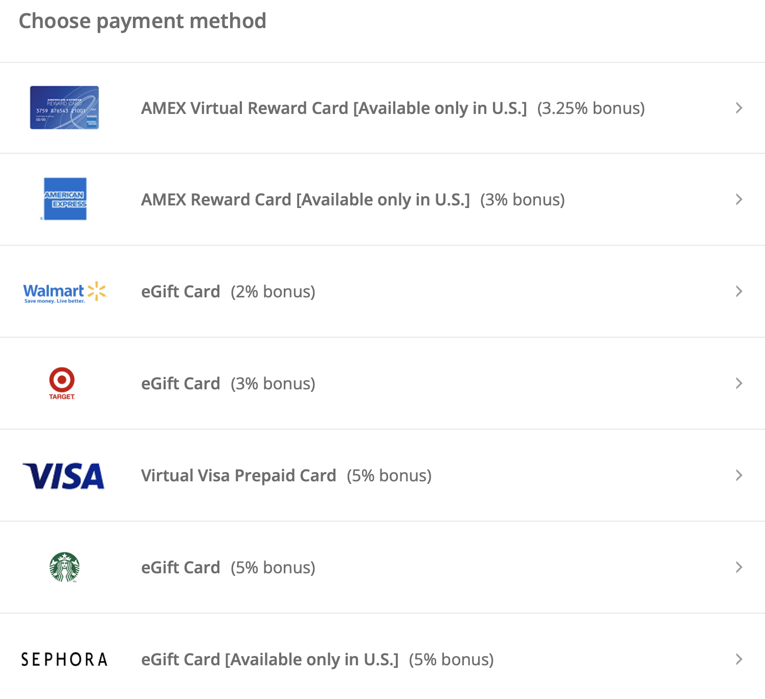 Payment methods for TopCashBack payouts
