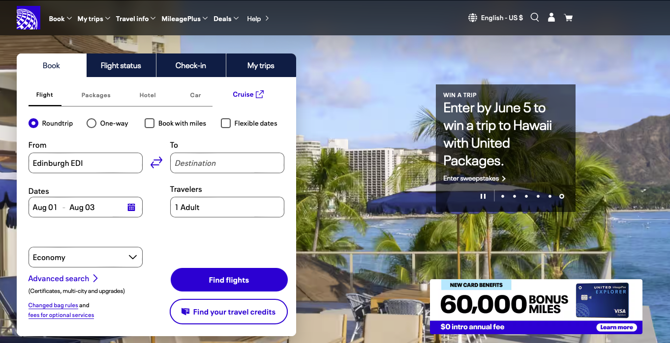 United home page