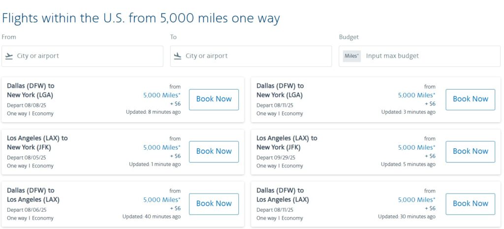 AA itineraries for 5K miles.