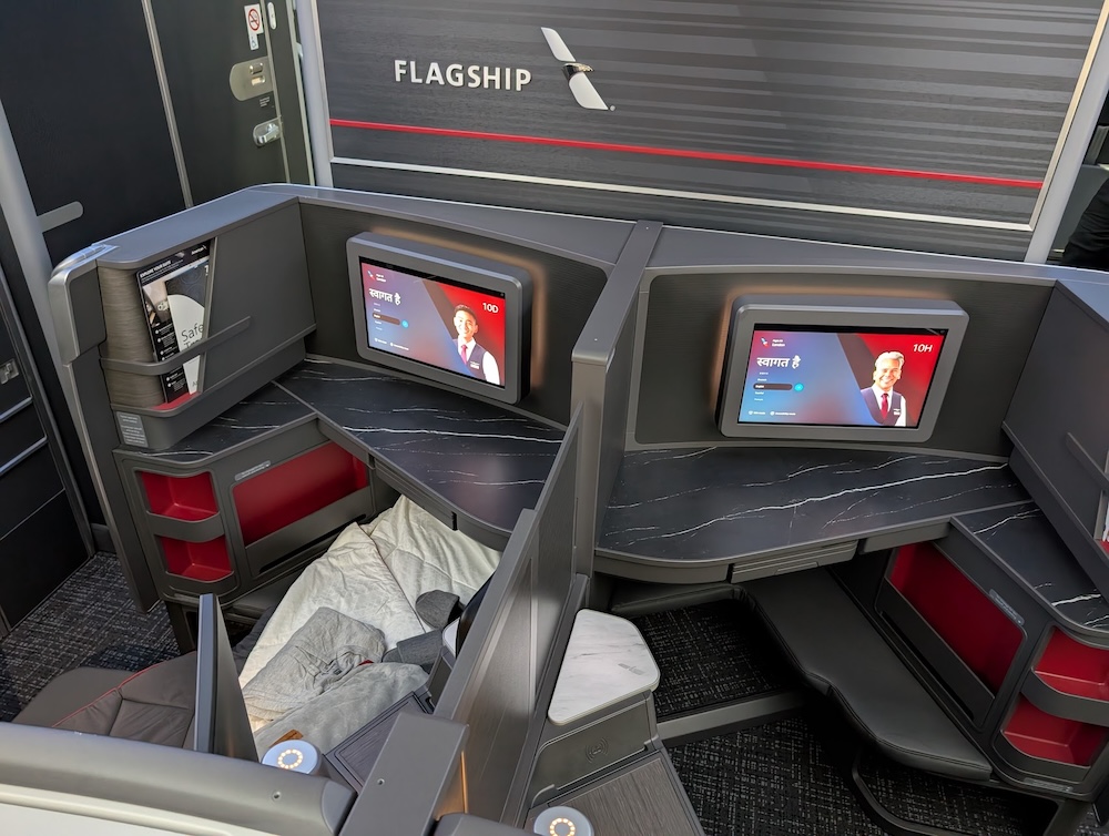 American Airlines 787-9P business class Flagship Suite with individual seating pods. 