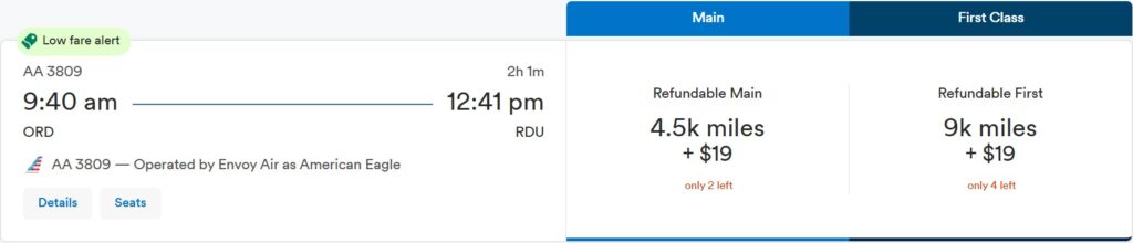 A Chicago to Raleigh flight for 4,500 Alaska miles.