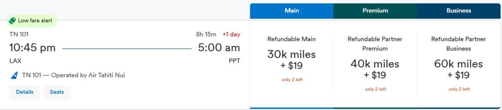 Air Tahiti Nui flights to French Polynesia.