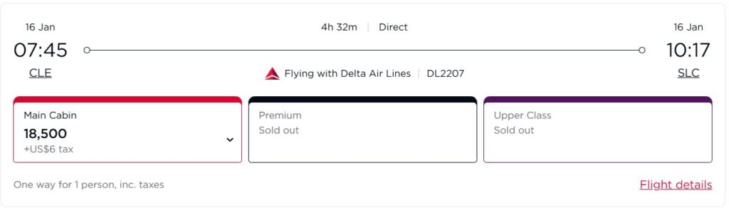 Booking a Delta flight with Virgin Atlantic miles.