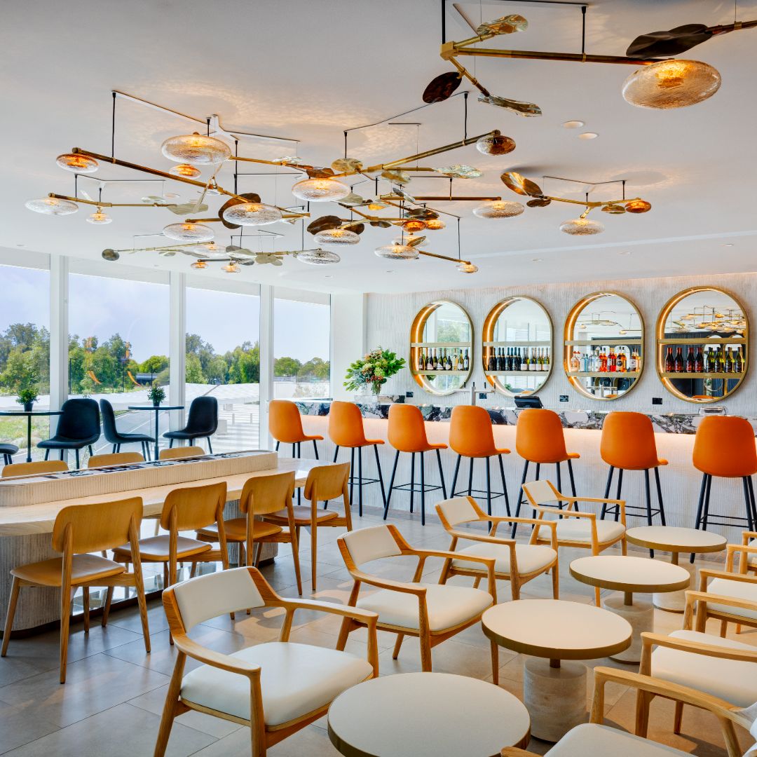 The bar area at the Plaza Premium Lounge at the Adelaide Airport.