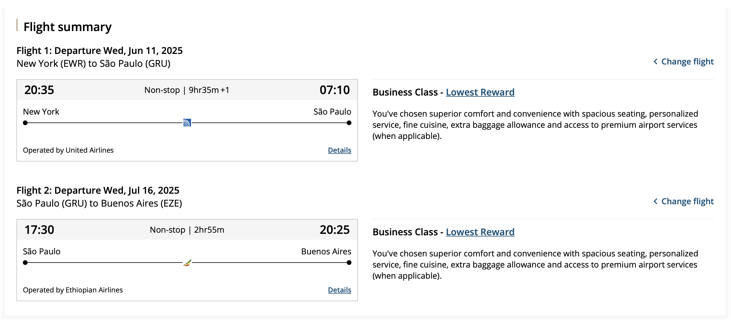Air Canada partner awrd from EWR to GRU with a stopover, then from GRU to EZE.