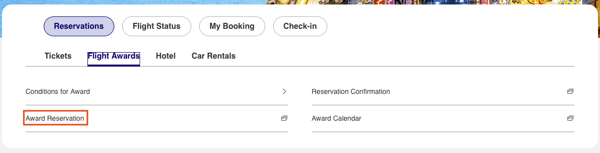 ANA award reservation