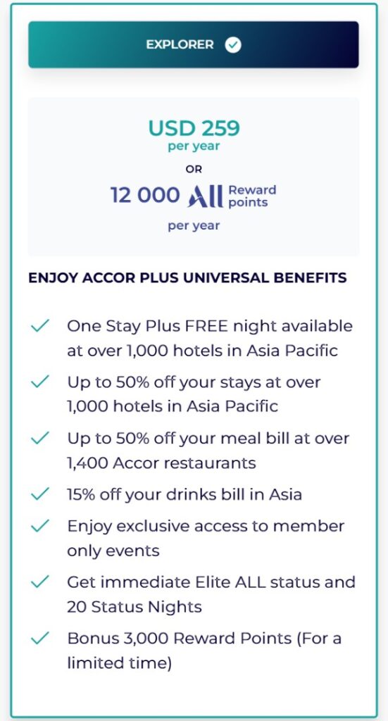 Accor Plus Explorer Status Benefits