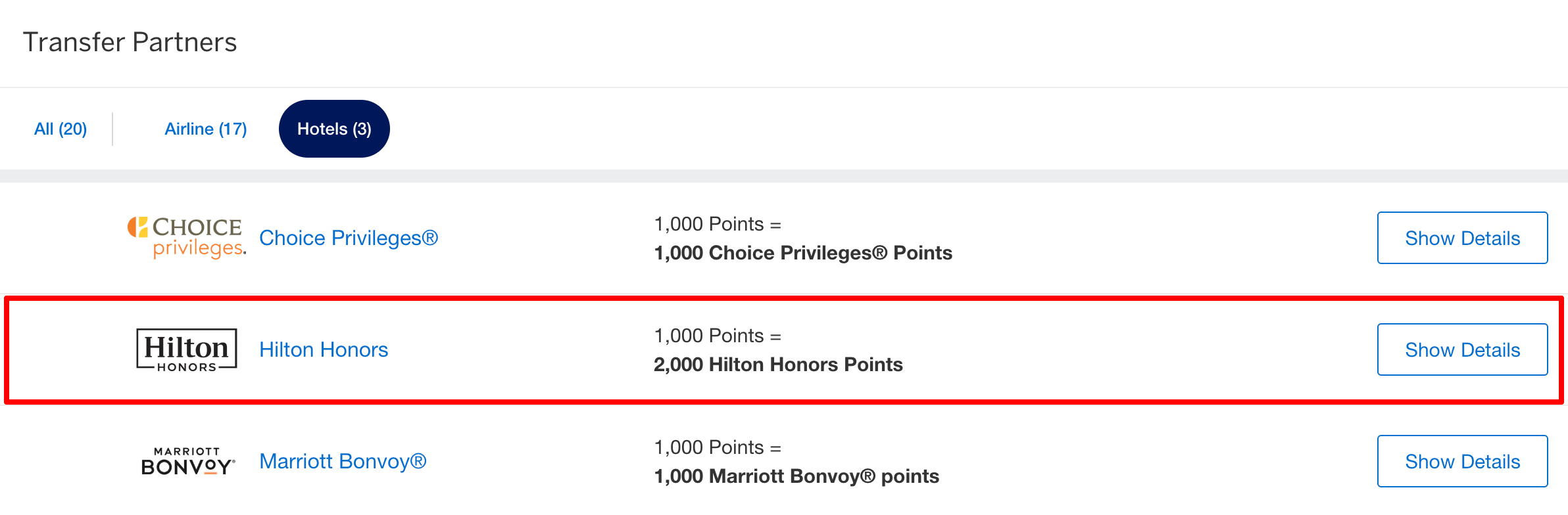 Transfer Amex points to Hilton