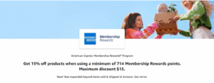 Offer to save 15% off Amazon when using Amex points