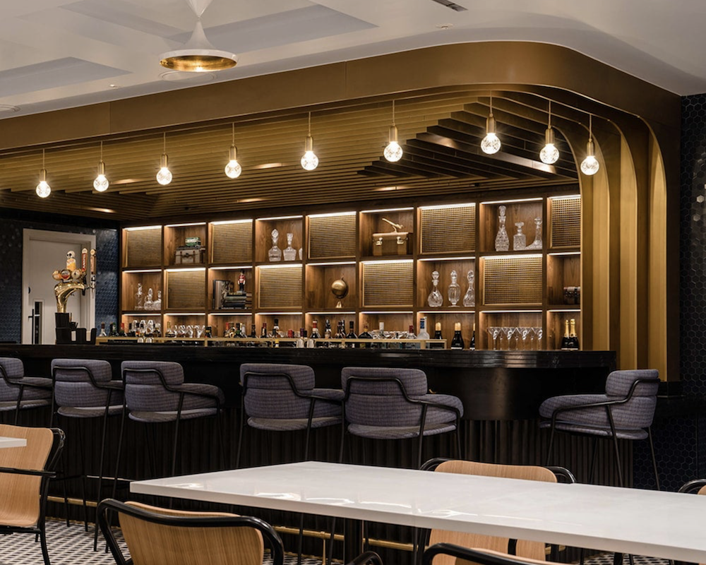 Rendering of the bar at the Amex Centurion Lounge at HND.