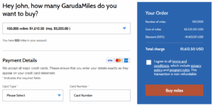 Buy Garuda Indonesia GarudaMiles with a 50% discount example