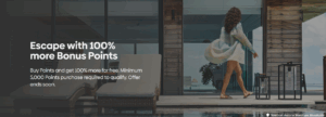 Screenshot of banner to buy Hilton points with up to a 100% bonus