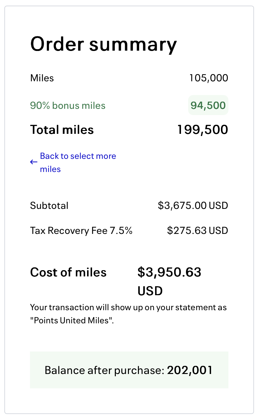 Buy United Miles with a 90% bonus receipt.