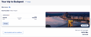 Flying Blue award example between Dallas to Budapest during Flying Blue Promo Rewarda