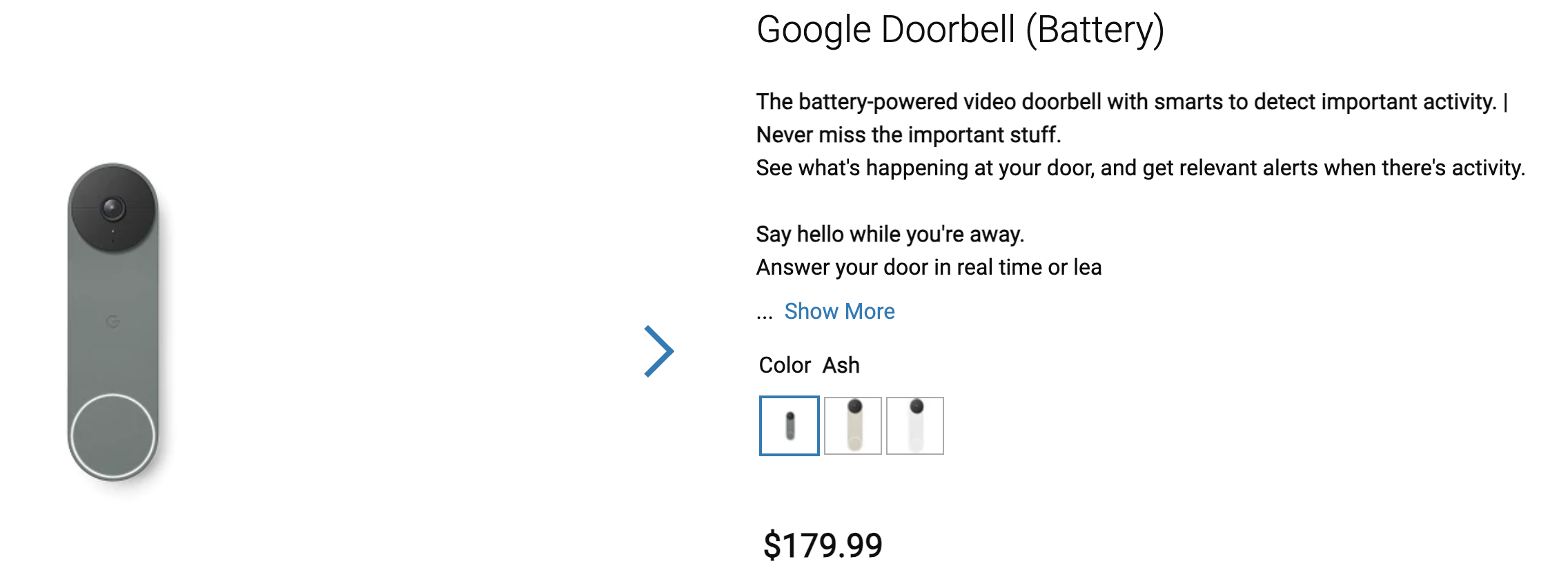 Dell listing for the Google Doorbell.