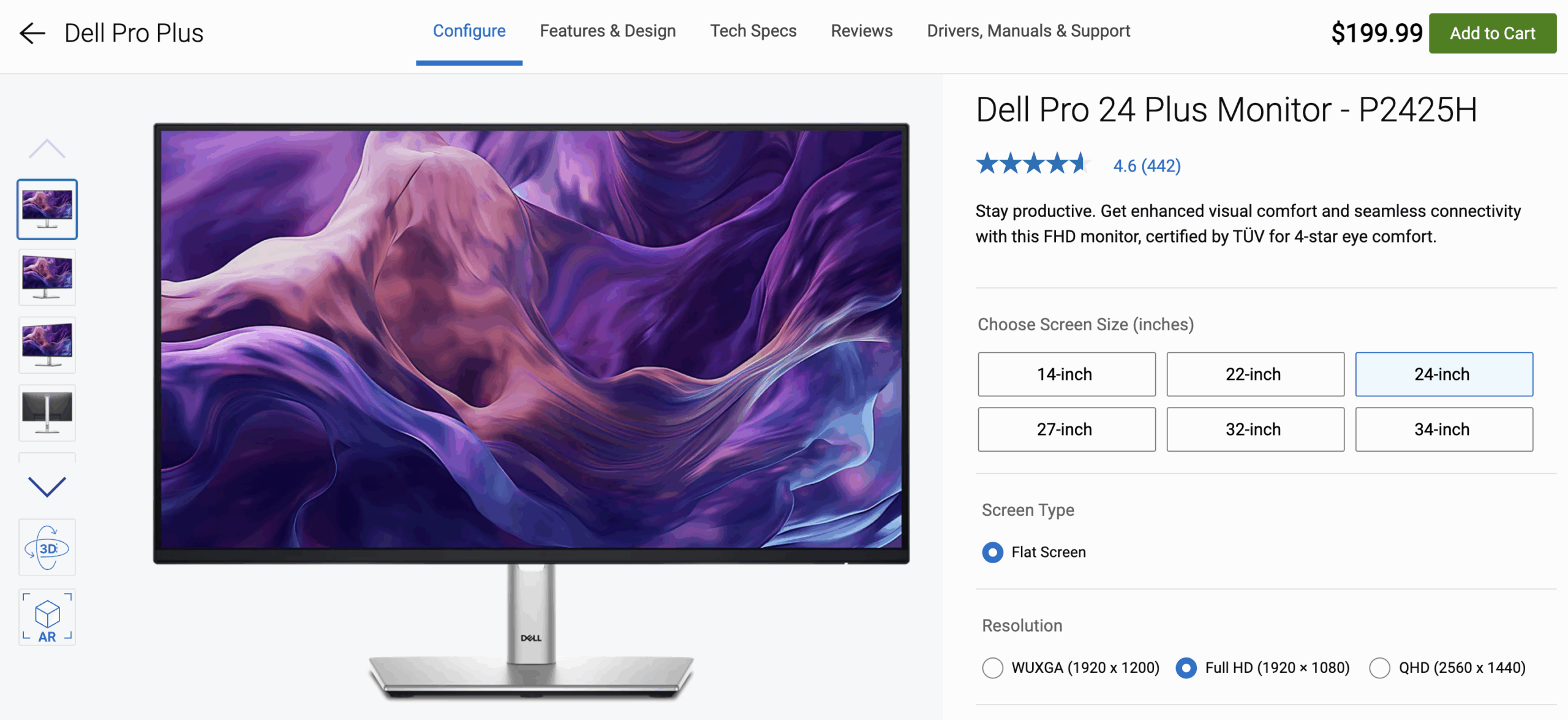 Dell listing for the Dell Pro 24 Plus Monitor - P2425H.