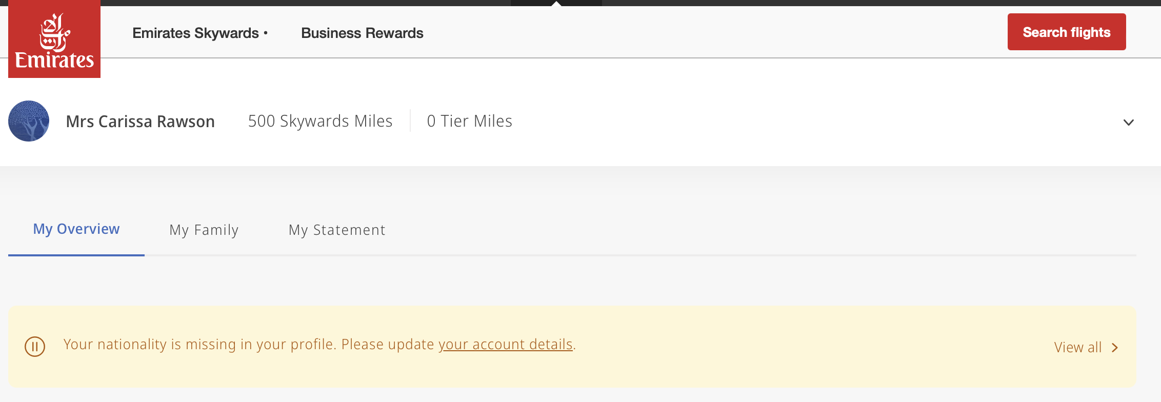 Emirates account