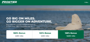 Buy Frontier miles with a 150% bonus banner