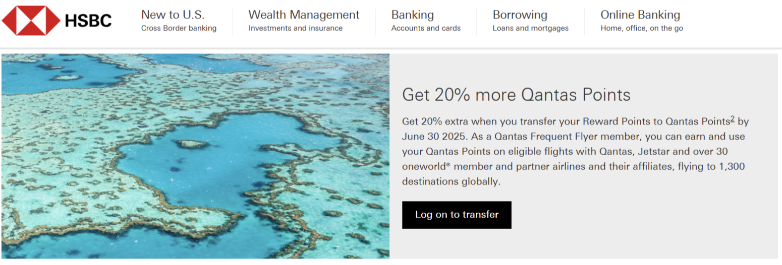 HSBC Launches 20% Transfer Bonus to Qantas Frequent Flyer