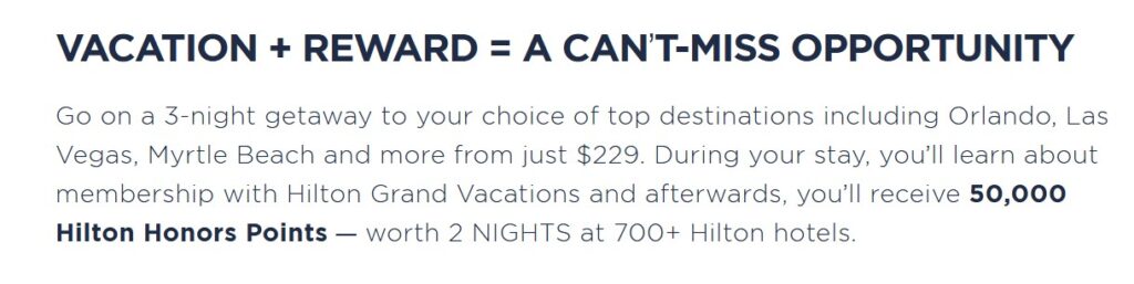 Hilton Grand Vacations 50,000 Points 2025 Promotion