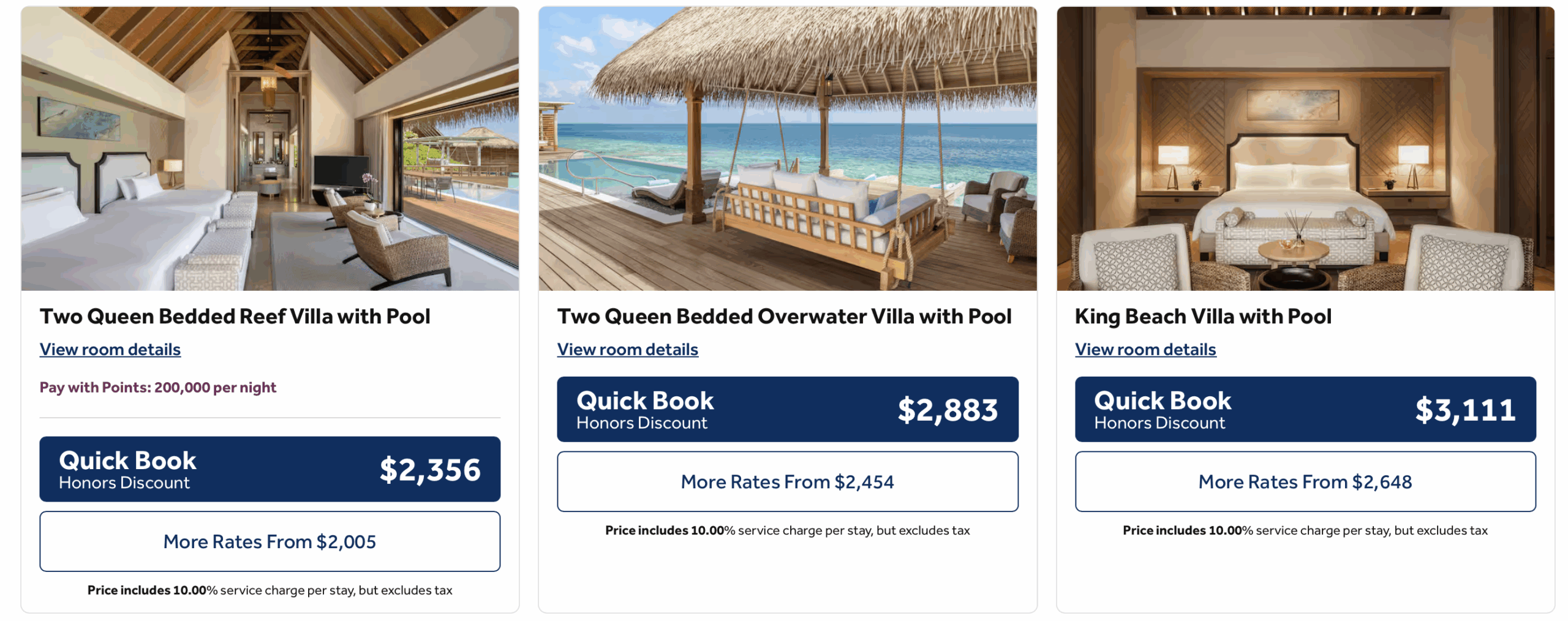 Waldorf Astoria Maldives Ithaafushi points rate.