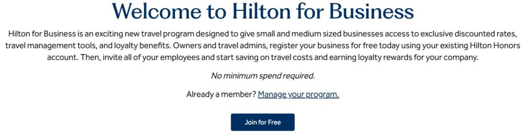 Hilton for Business Program Details