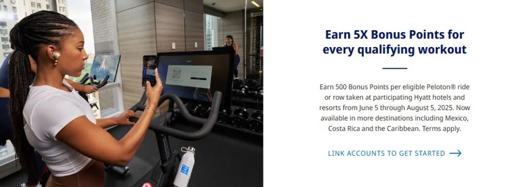 Hyatt 15,000 Points with Peloton Workouts Promotion