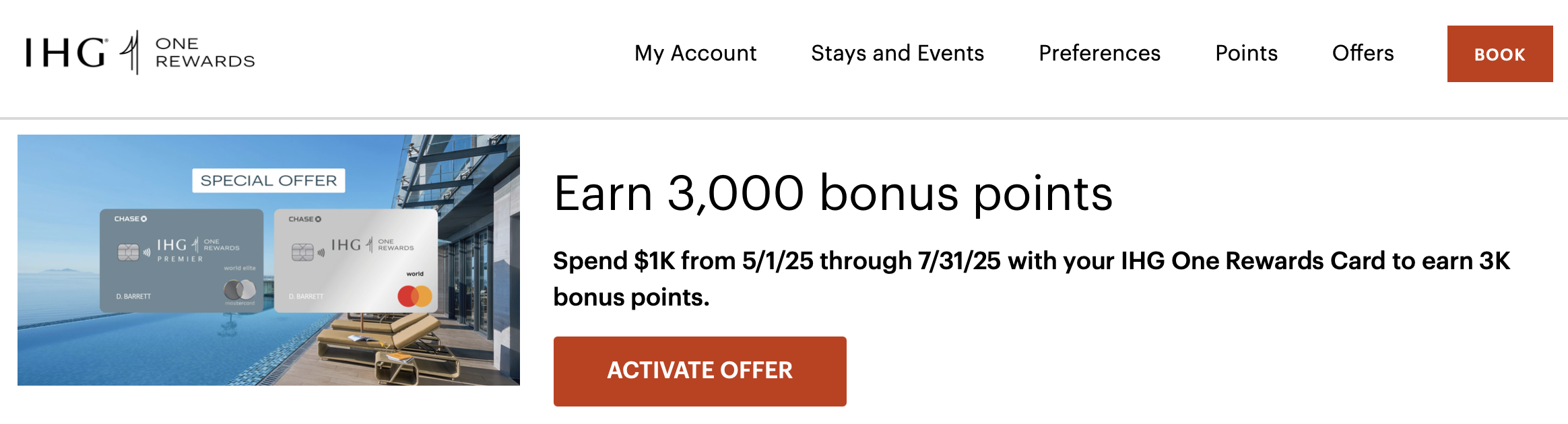 IHG card spending offer.