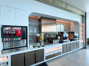 Delta Sky Club coffee, tea and soda station