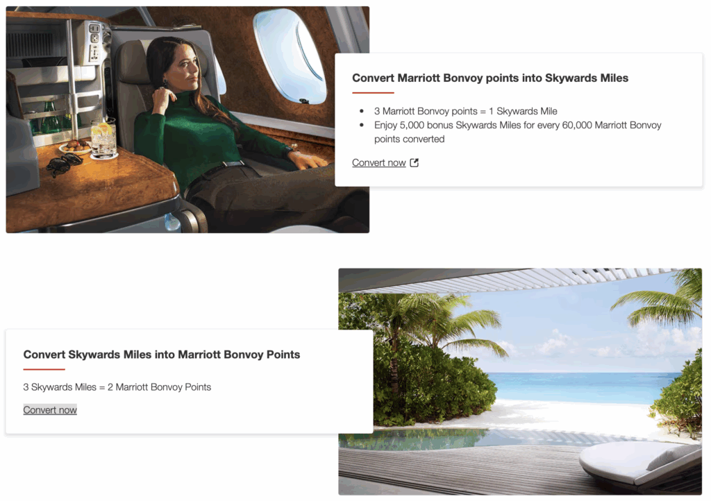 Transfer points to/from Emirates and Marriott